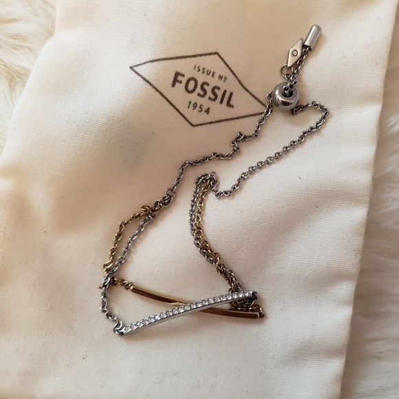 Fossil Two Tone GoldSilver Drawstring Bar Bracelet - Picture 4 of 4